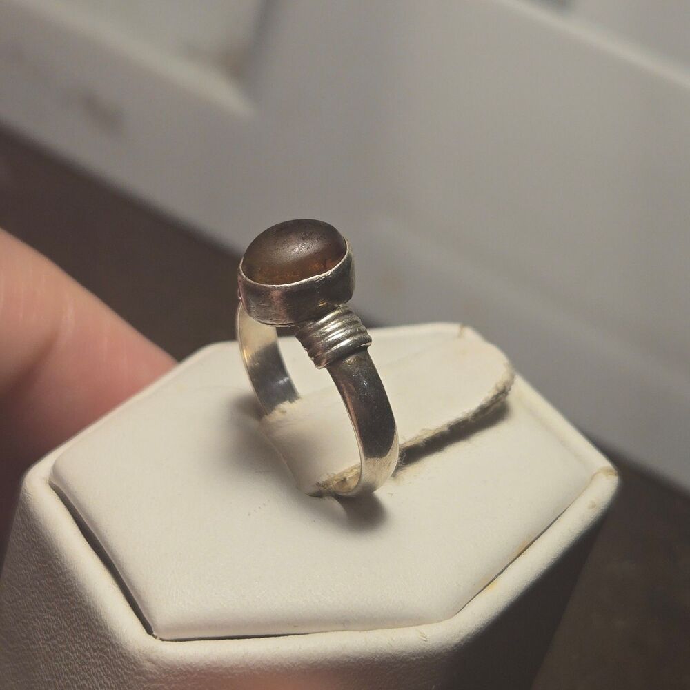Reddish stone Vintage Sterling Silver Ring Sz 6 - Picture 3 of 6